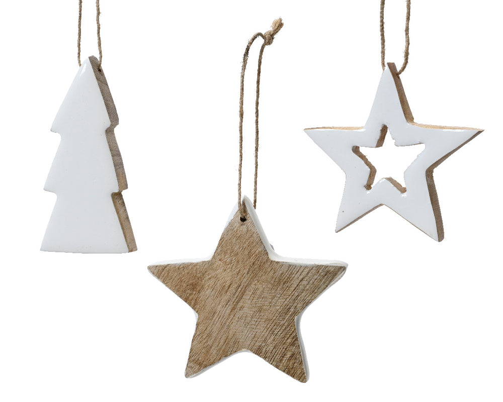 Wooden Hanging Ornaments (Star and Tree)