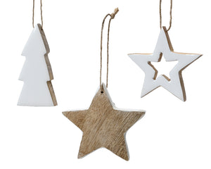 Wooden Hanging Ornaments (Star and Tree)